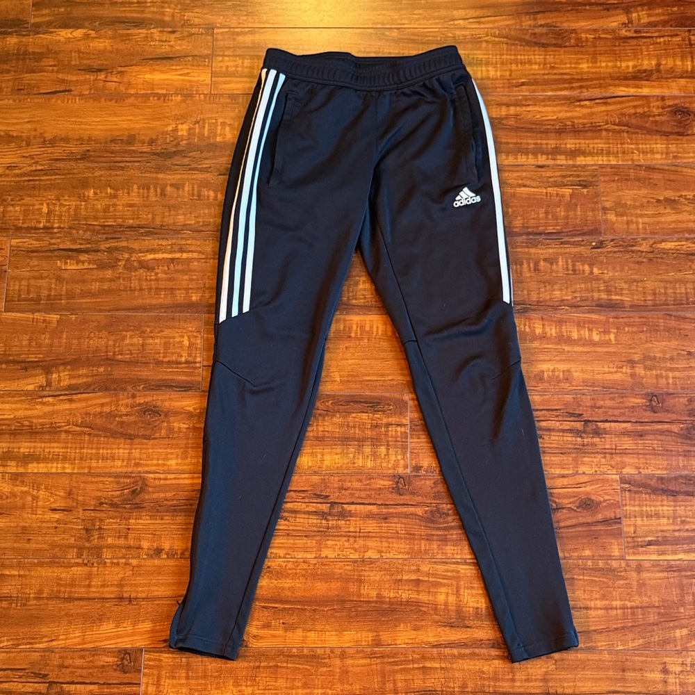 Adidas Women’s Black Joggers with White Stripes